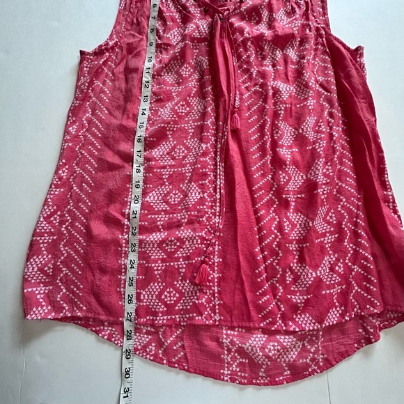 Como Vintage Women’s Sleeveless Red And White Blouse with Lace Shoulders XL - Picture 10 of 11
